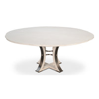 Transitional Round Jupe Dining Table, Medium – White Oak with Iron Pedestal - additional view