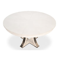Transitional Round Jupe Dining Table, Medium – White Oak with Iron Pedestal - additional view