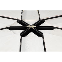 Transitional Round Jupe Dining Table, Large – White Oak with Hammered Iron Base - additional view