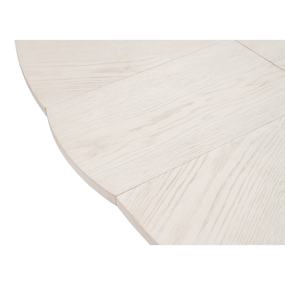 Transitional Round Jupe Dining Table, Large – White Oak with Hammered Iron Base - additional view