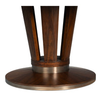 Contemporary Round Jupe Dining Table, Medium – Brown Oak with Stainless Steel Trim - additional view