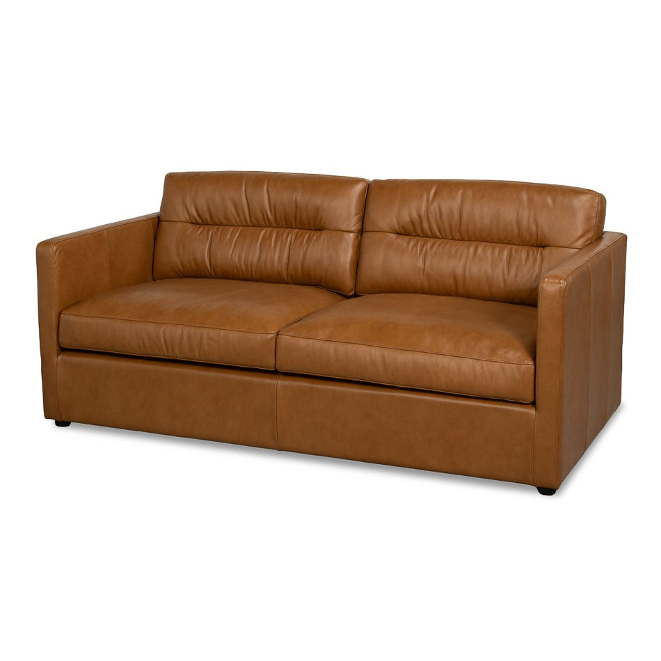 Tuxedo Brown Leather Sofa
