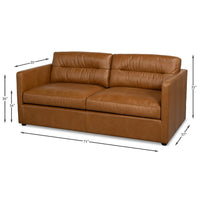 Dimension drawing for Tuxedo Brown Leather Sofa