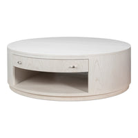 White Contemporary Round Drum Cocktail Table, 56