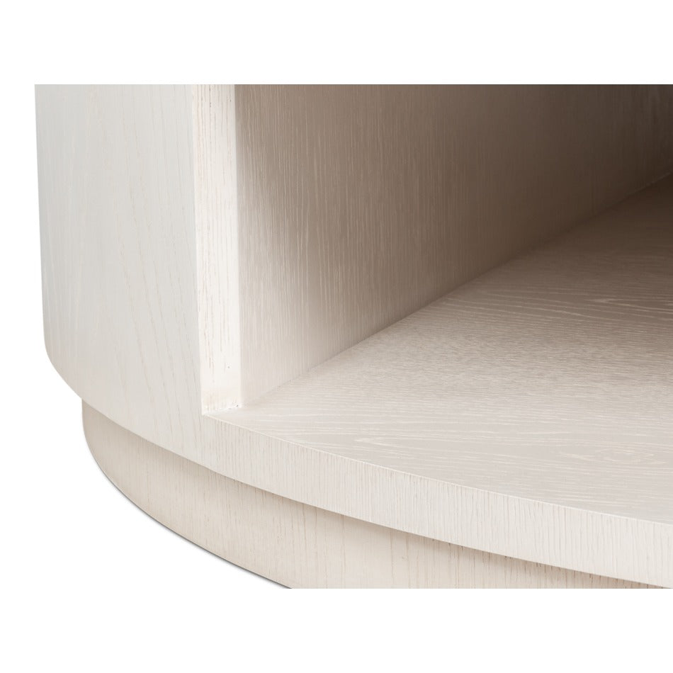 White Contemporary Round Drum Cocktail Table, 56" - additional view