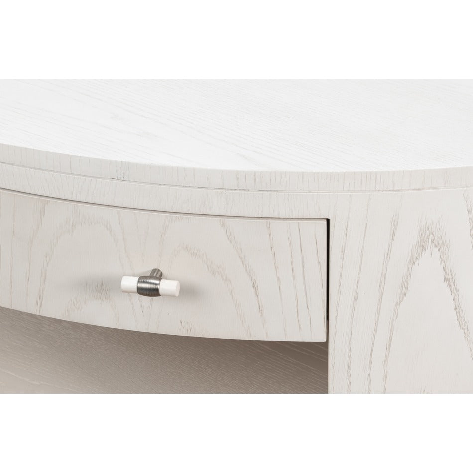 White Contemporary Round Drum Cocktail Table, 56" - additional view