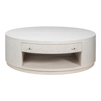 White Contemporary Round Drum Cocktail Table, 56