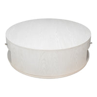 White Contemporary Round Drum Cocktail Table, 56