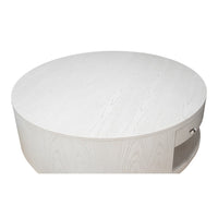 White Contemporary Round Drum Cocktail Table, 56