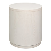 Contemporary Round Side Table – Soft White Pedestal with Drawer and Open Niche - additional view