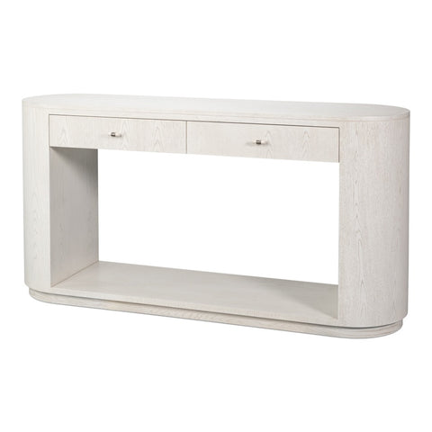 Modern White Ash Console with Drawers and Waterfall Frame