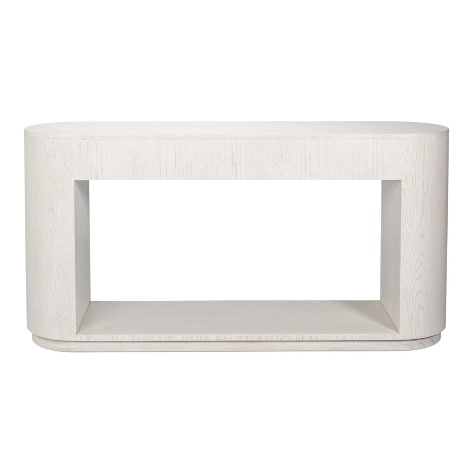 Contemporary White Oak Console Table, 70" – Two Drawers and Shelf - additional view