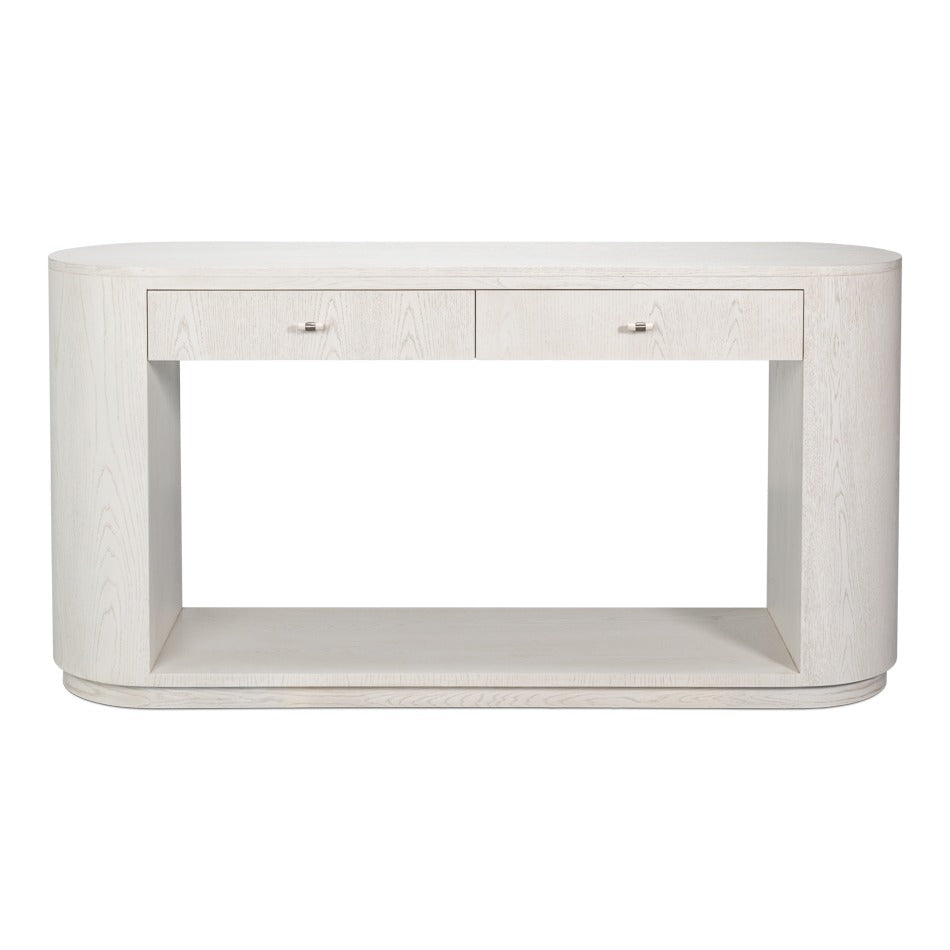 Contemporary White Oak Console Table, 70" – Two Drawers and Shelf - additional view