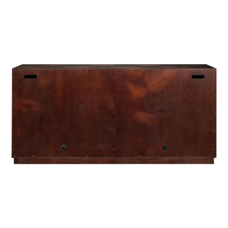 Contemporary Parquet Sideboard, 86" - Warm Brown Walnut with Square Brass-Tone Pulls - additional view