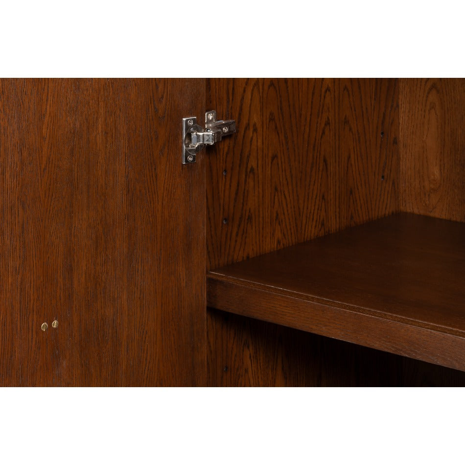 Contemporary Parquet Sideboard, 86" - Warm Brown Walnut with Square Brass-Tone Pulls - additional view