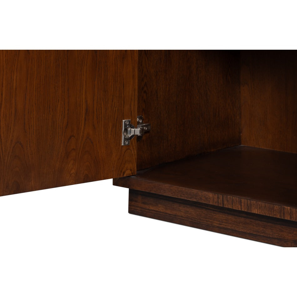 Contemporary Parquet Sideboard, 86" - Warm Brown Walnut with Square Brass-Tone Pulls - additional view