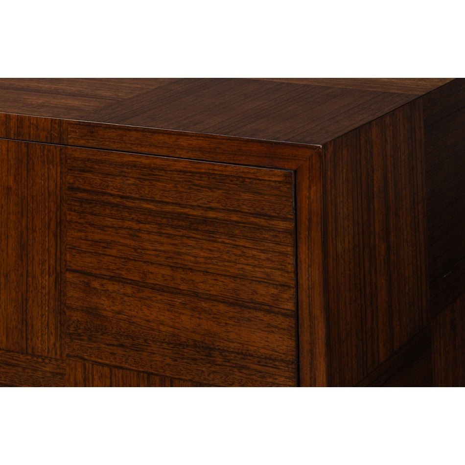 Contemporary Parquet Sideboard, 86" - Warm Brown Walnut with Square Brass-Tone Pulls - additional view