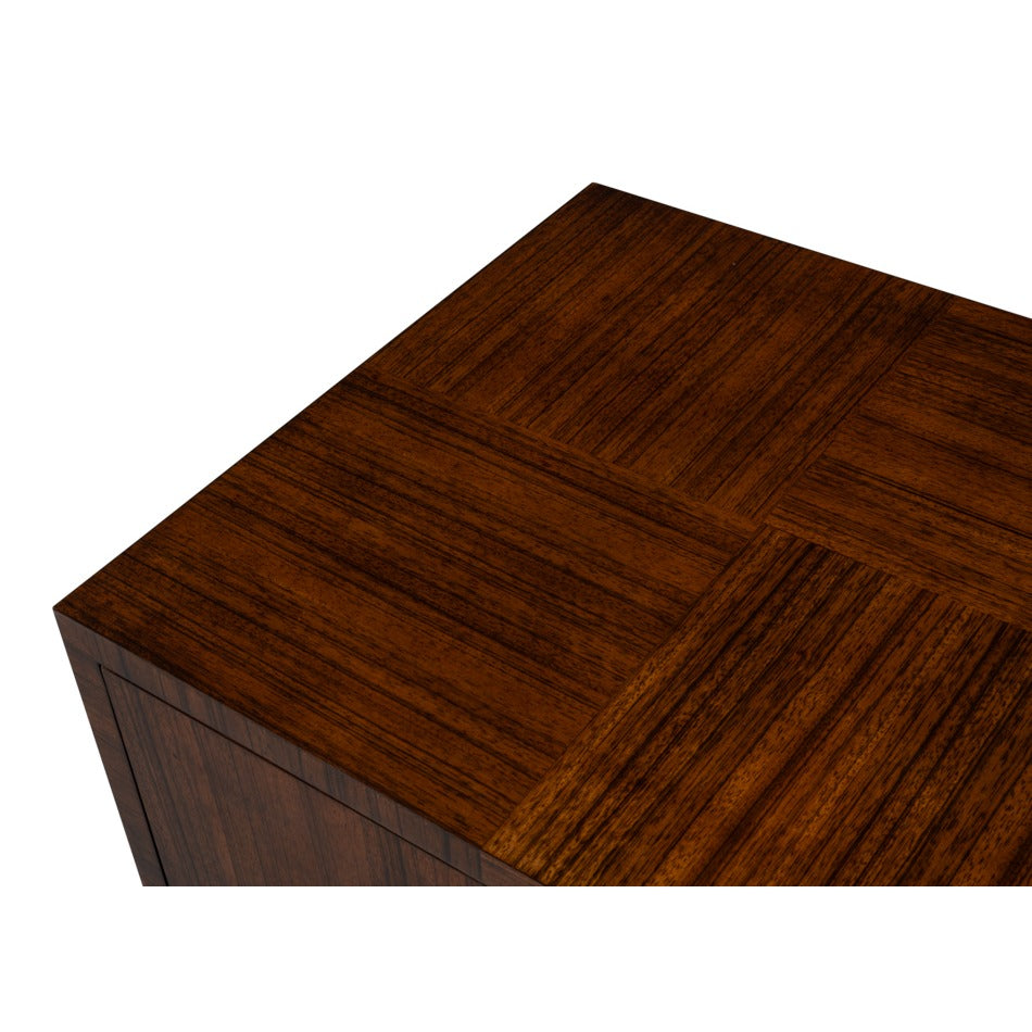 Contemporary Parquet Sideboard, 86" - Warm Brown Walnut with Square Brass-Tone Pulls - additional view