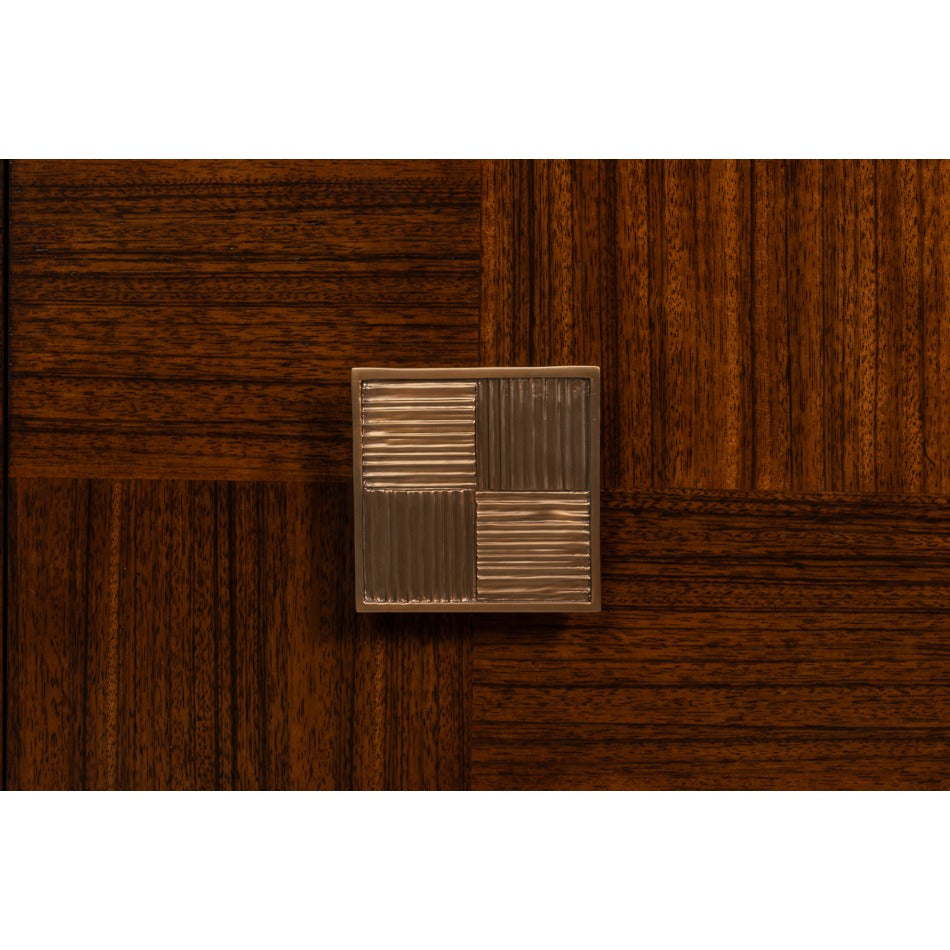 Contemporary Parquet Sideboard, 86" - Warm Brown Walnut with Square Brass-Tone Pulls - additional view