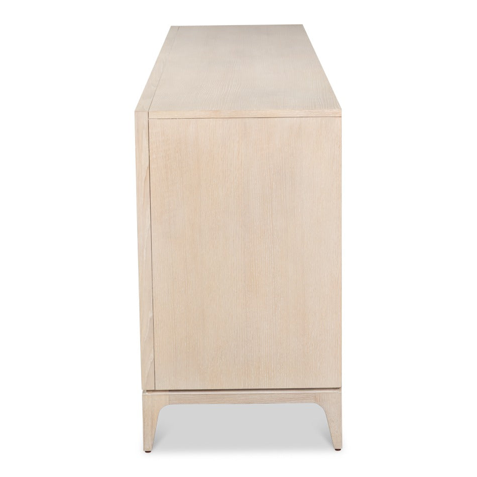 Mid-Century Modern Bleached Oak Credenza – Bronze Sunburst Pulls - additional view