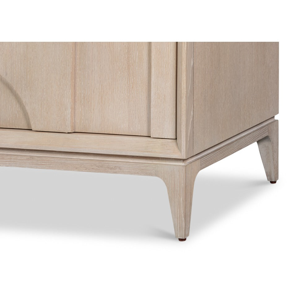Mid-Century Modern Bleached Oak Credenza – Bronze Sunburst Pulls - additional view