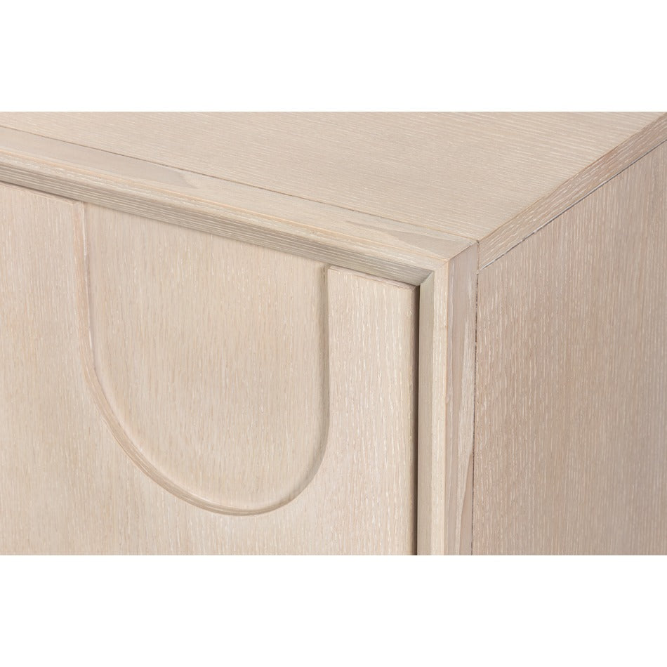 Mid-Century Modern Bleached Oak Credenza – Bronze Sunburst Pulls - additional view