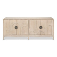 Mid-Century Modern Bleached Oak Credenza – Bronze Sunburst Pulls - additional view