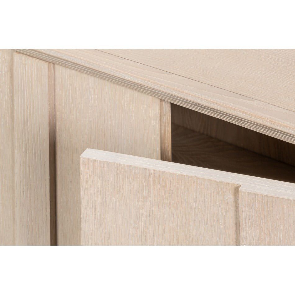 Mid-Century Modern Bleached Oak Credenza – Bronze Sunburst Pulls - additional view