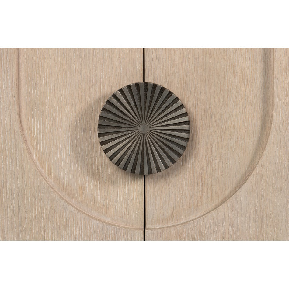 Mid-Century Modern Bleached Oak Credenza – Bronze Sunburst Pulls - additional view