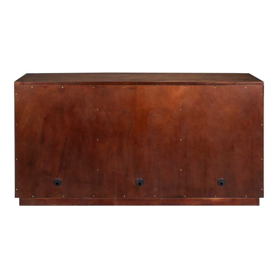 Modern Bowfront Walnut Credenza – Sculpted Stainless Pulls - additional view