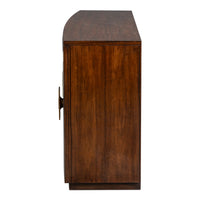 Modern Bowfront Walnut Credenza – Sculpted Stainless Pulls - additional view