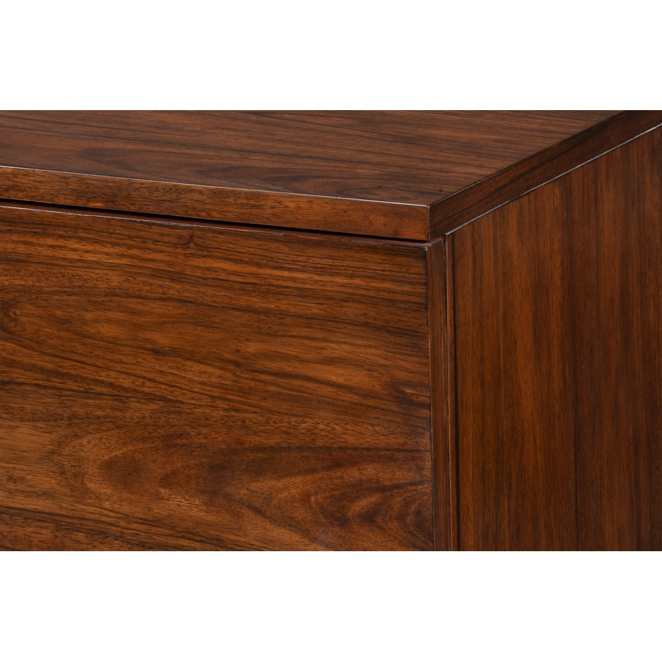 Modern Bowfront Walnut Credenza – Sculpted Stainless Pulls - additional view