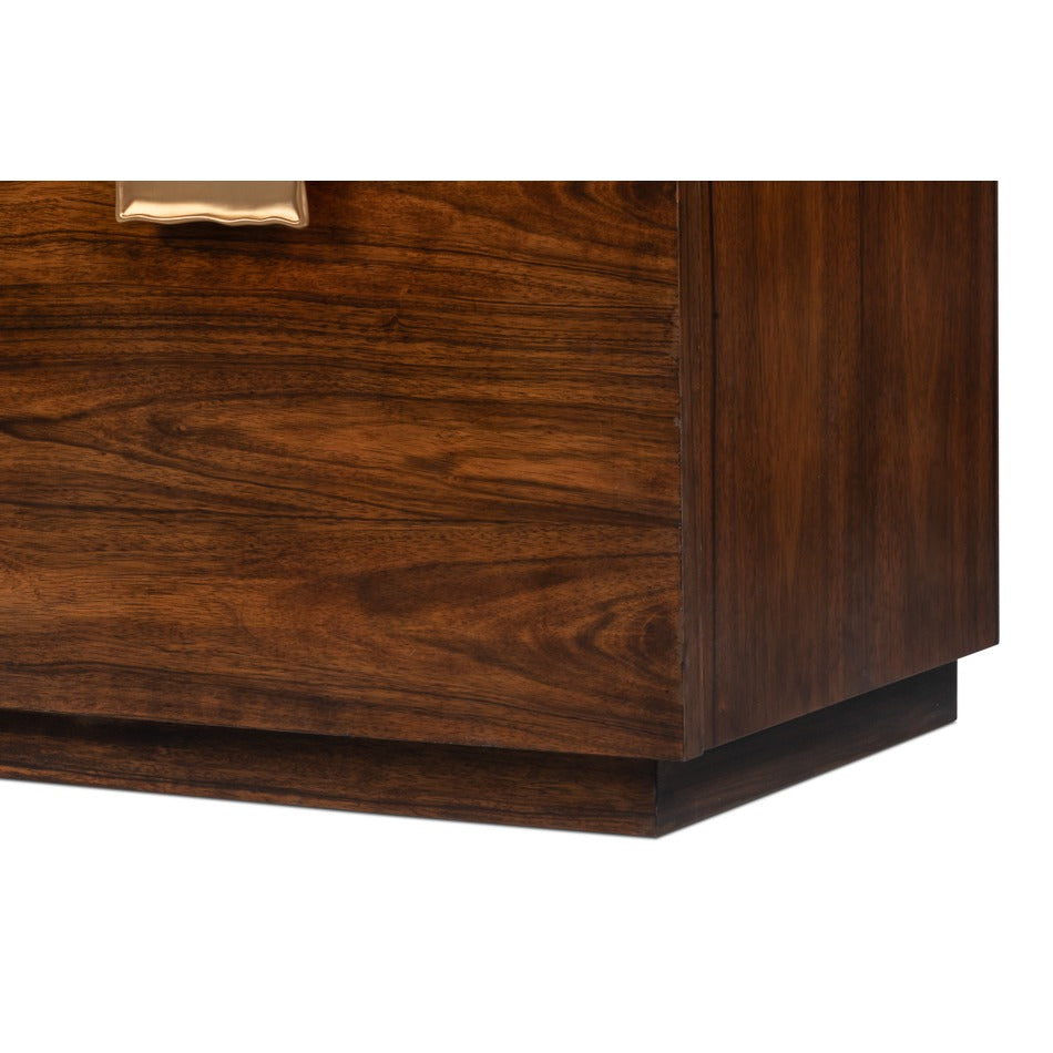 Modern Bowfront Walnut Credenza – Sculpted Stainless Pulls - additional view