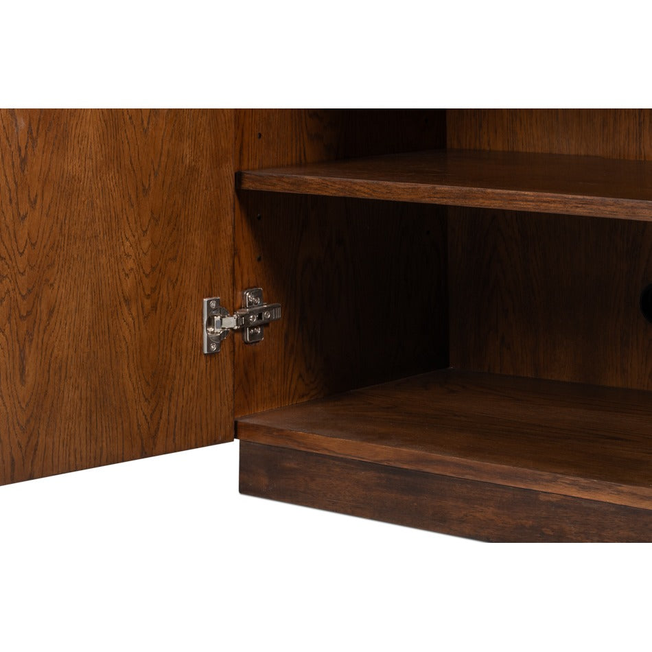 Modern Bowfront Walnut Credenza – Sculpted Stainless Pulls - additional view