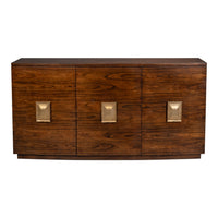 Modern Bowfront Walnut Credenza – Sculpted Stainless Pulls - additional view