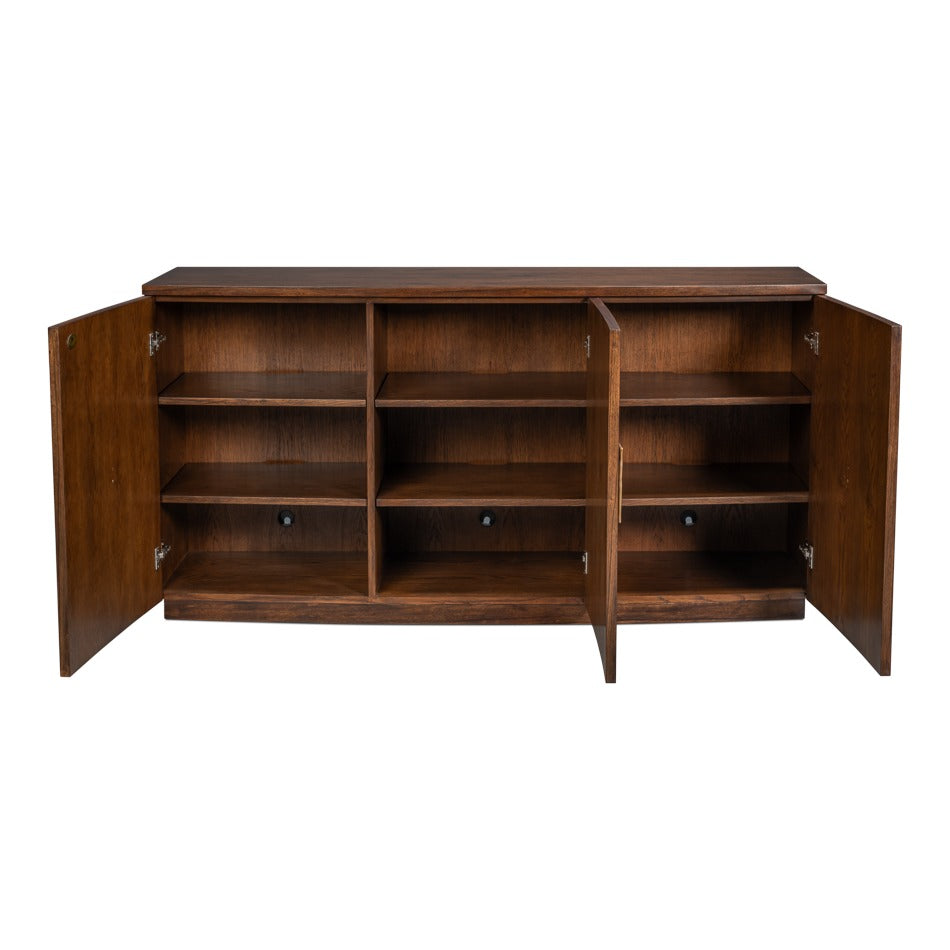 Modern Bowfront Walnut Credenza – Sculpted Stainless Pulls - additional view