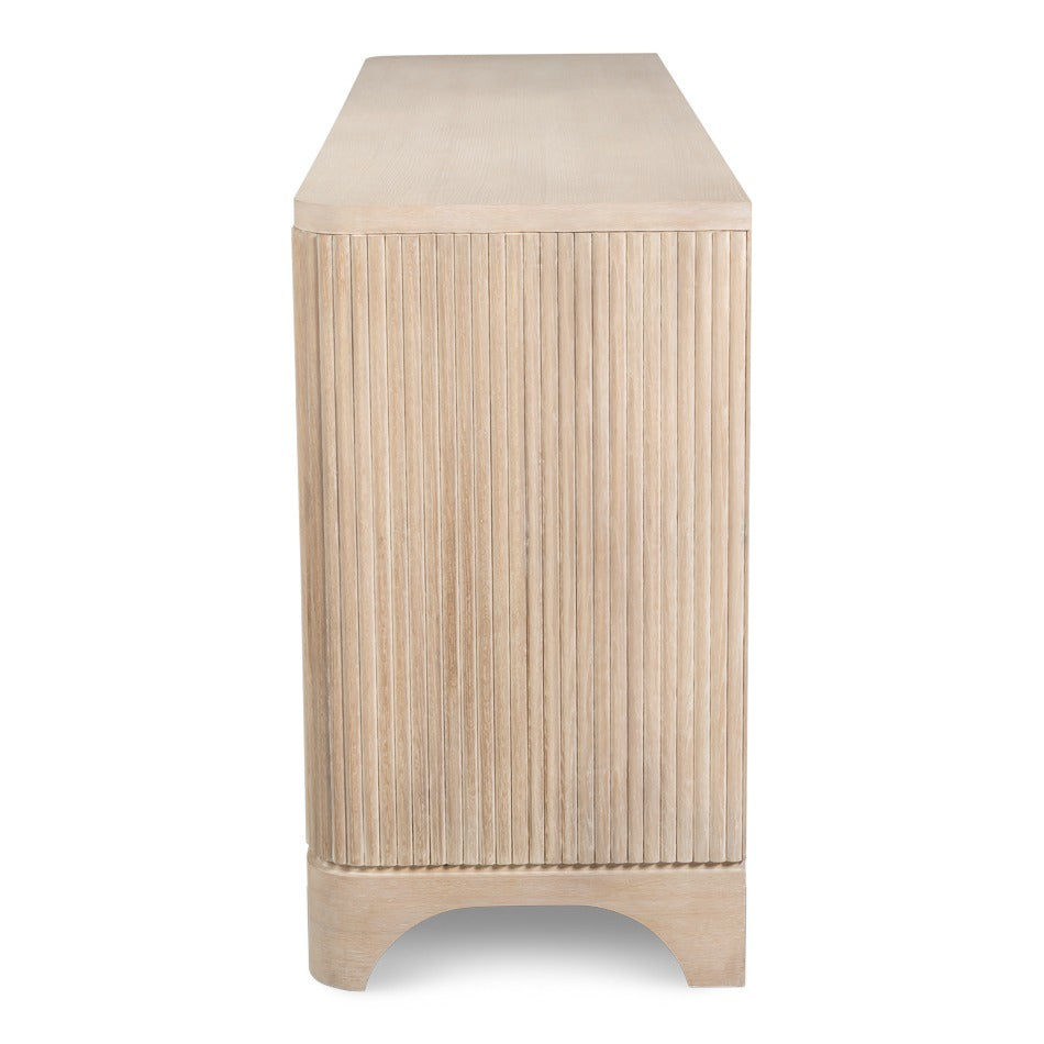 Contemporary Reeded Credenza – Bleached Oak with Slim Bar Pulls - additional view