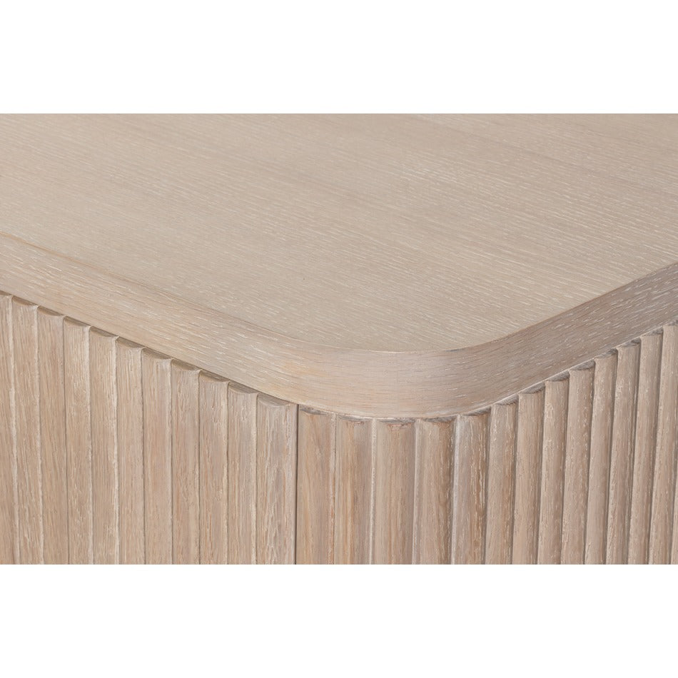 Contemporary Reeded Credenza – Bleached Oak with Slim Bar Pulls - additional view