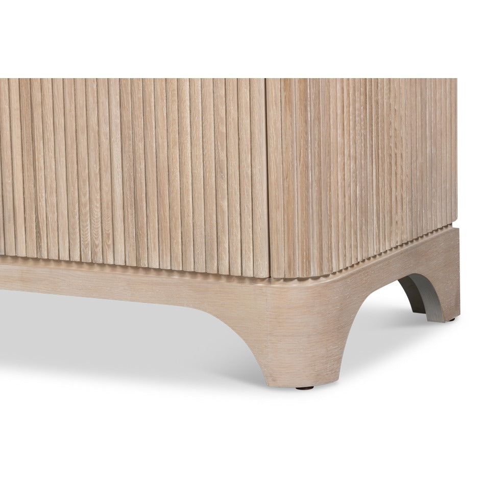 Contemporary Reeded Credenza – Bleached Oak with Slim Bar Pulls - additional view