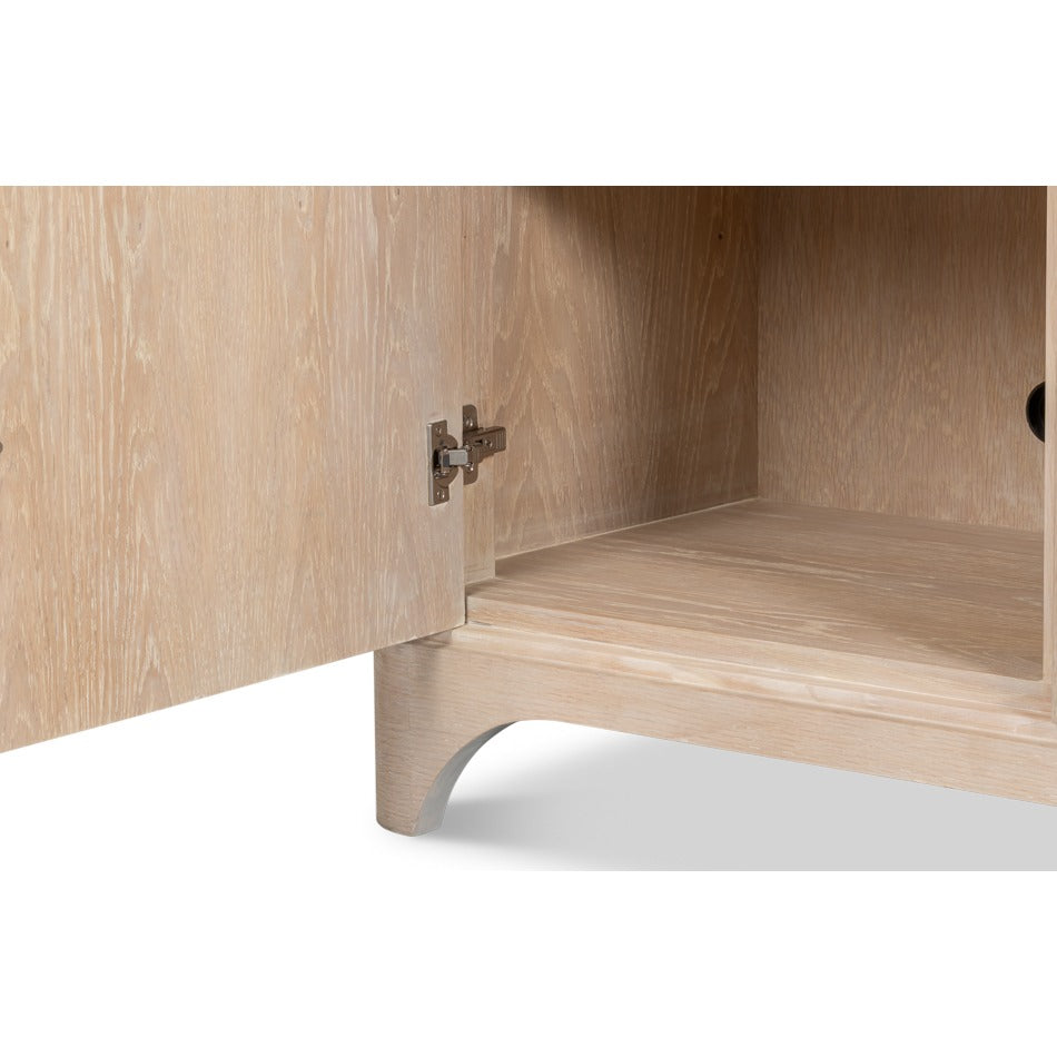 Contemporary Reeded Credenza – Bleached Oak with Slim Bar Pulls - additional view
