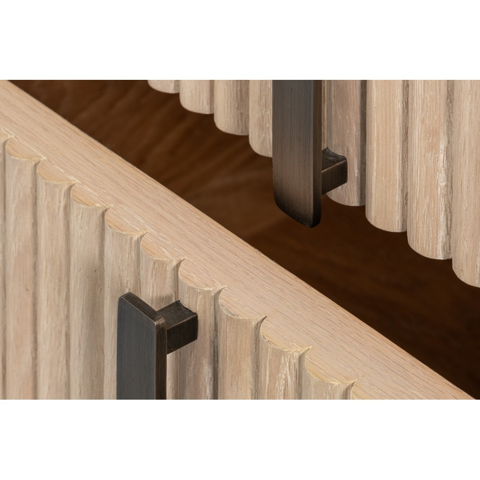 Contemporary Reeded Credenza – Bleached Oak with Slim Bar Pulls - additional view