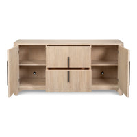 Contemporary Reeded Credenza – Bleached Oak with Slim Bar Pulls - additional view