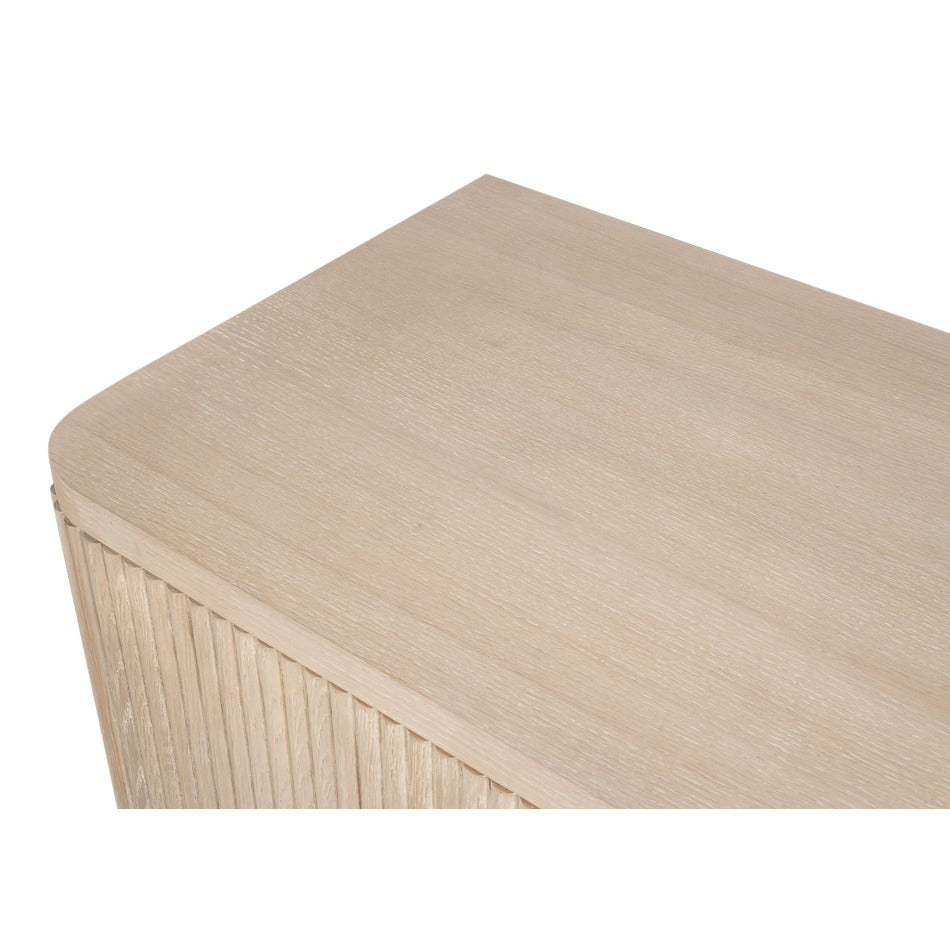 Contemporary Reeded Credenza – Bleached Oak with Slim Bar Pulls - additional view