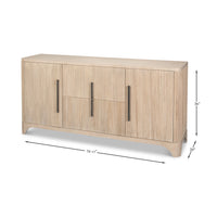 Contemporary Reeded Credenza – Bleached Oak with Slim Bar Pulls