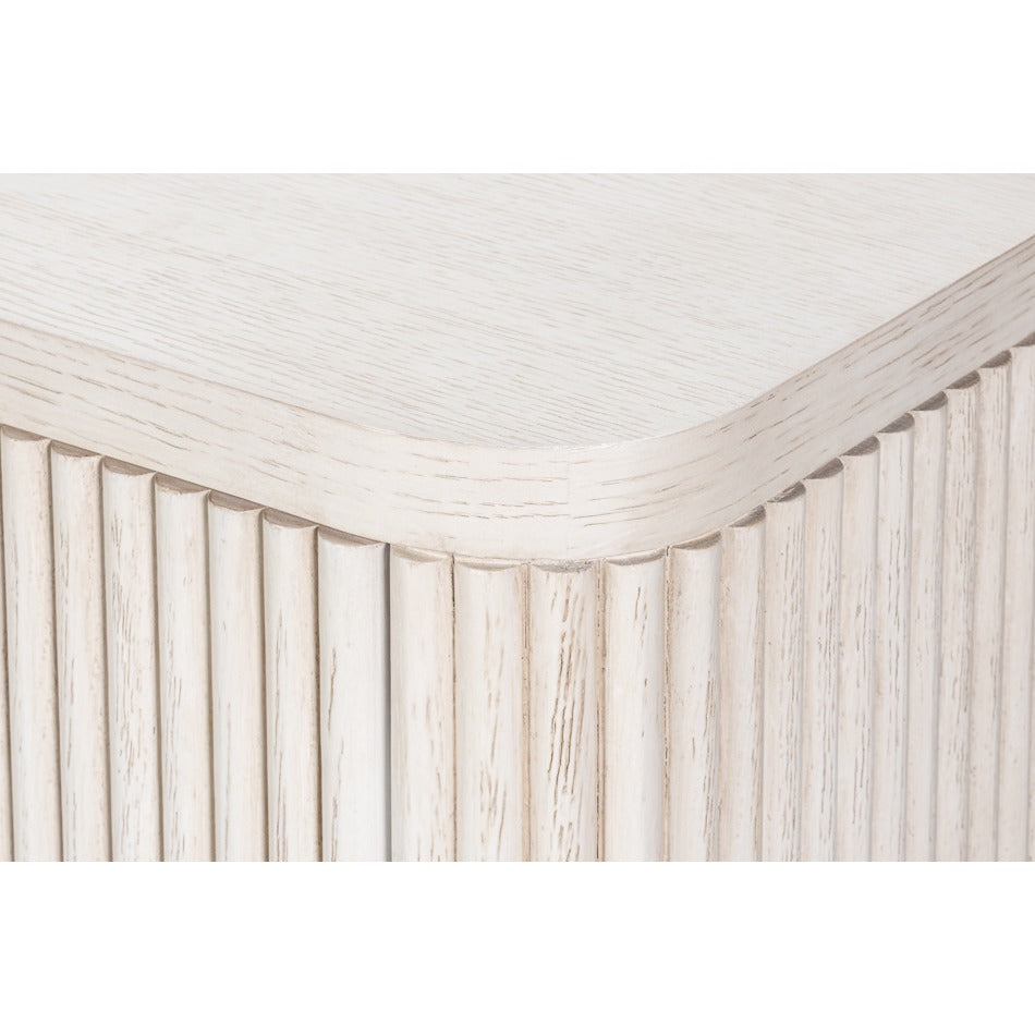 Contemporary Reeded Credenza – Soft White-Washed Oak with Slim Bar Pulls - additional view