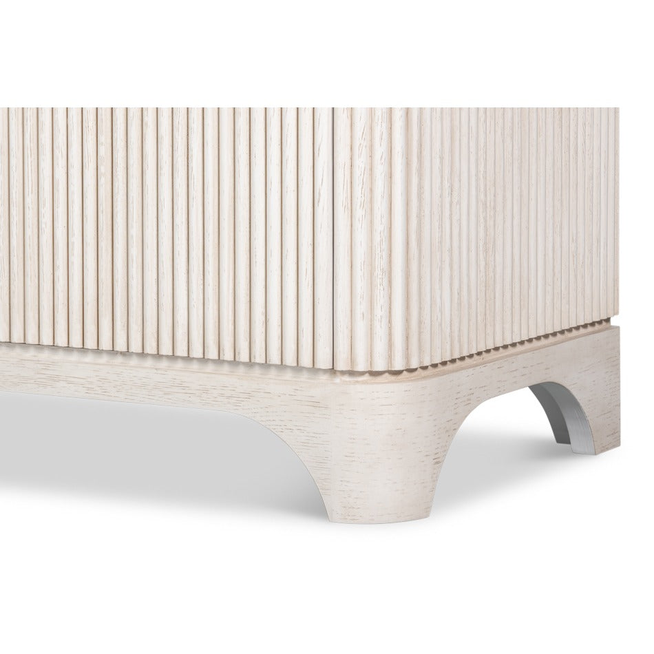 Contemporary Reeded Credenza – Soft White-Washed Oak with Slim Bar Pulls - additional view
