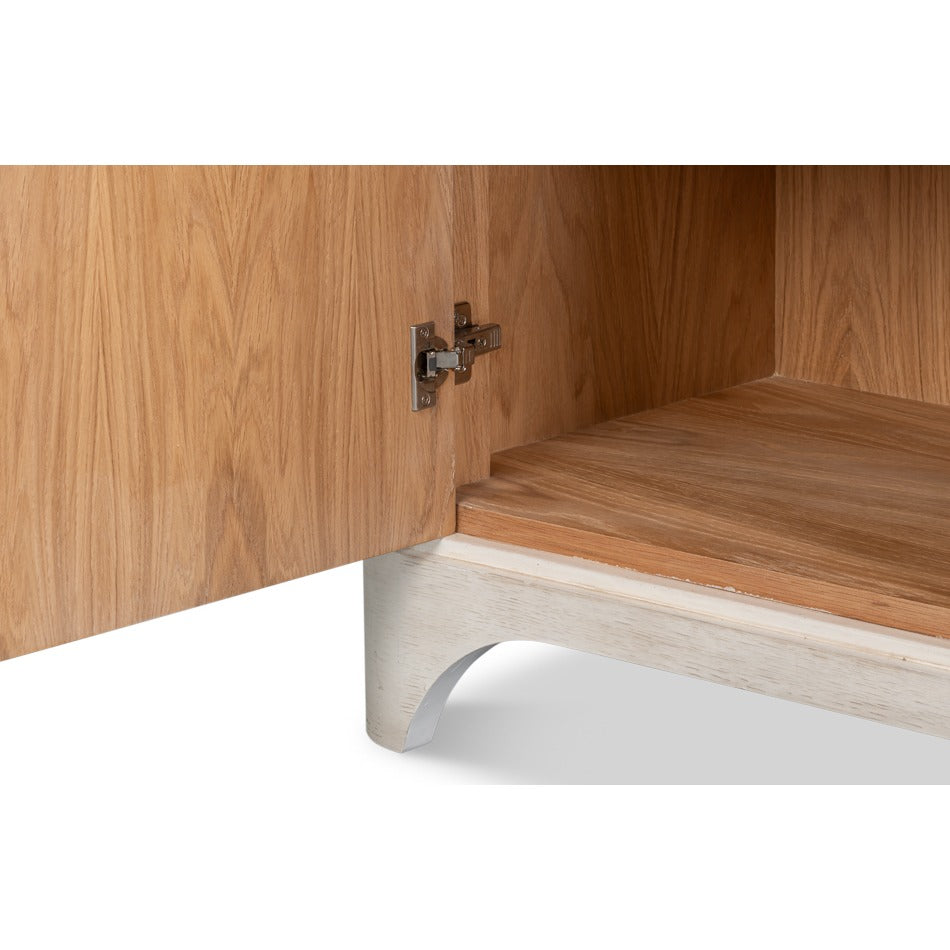 Contemporary Reeded Credenza – Soft White-Washed Oak with Slim Bar Pulls - additional view