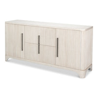 Contemporary Reeded Credenza – Soft White-Washed Oak with Slim Bar Pulls - additional view