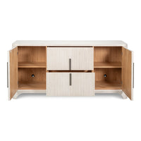 Contemporary Reeded Credenza – Soft White-Washed Oak with Slim Bar Pulls - additional view