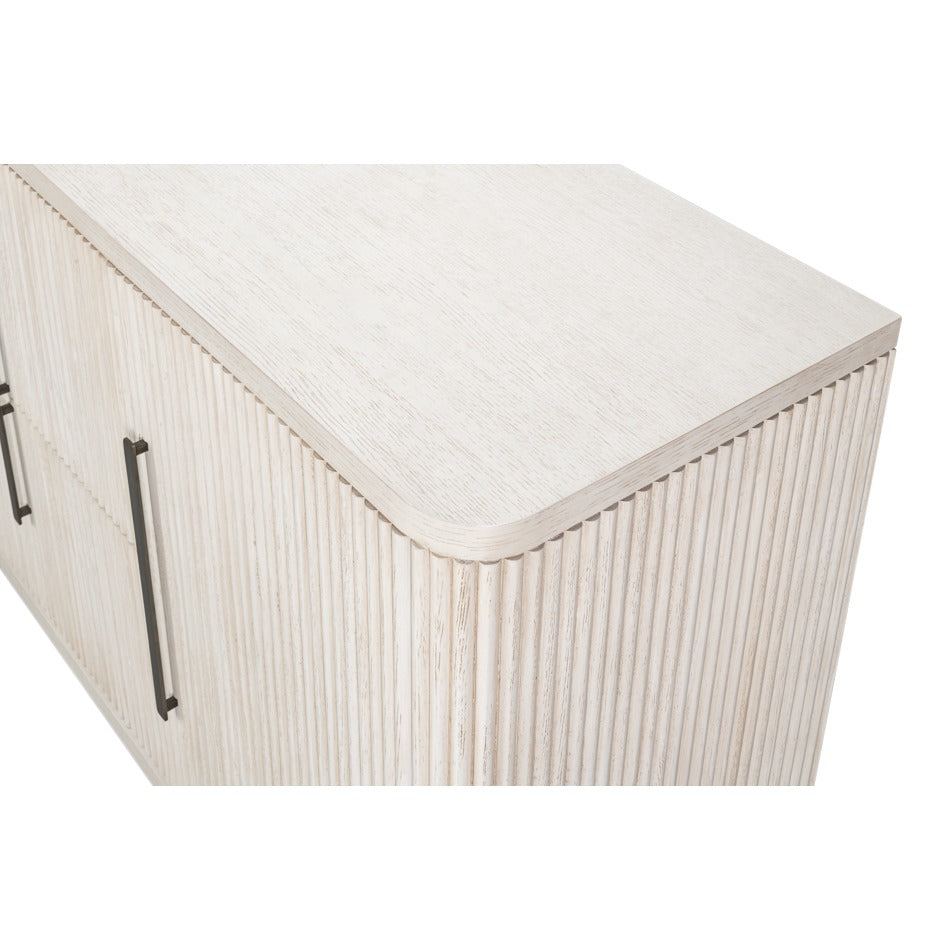 Contemporary Reeded Credenza – Soft White-Washed Oak with Slim Bar Pulls - additional view